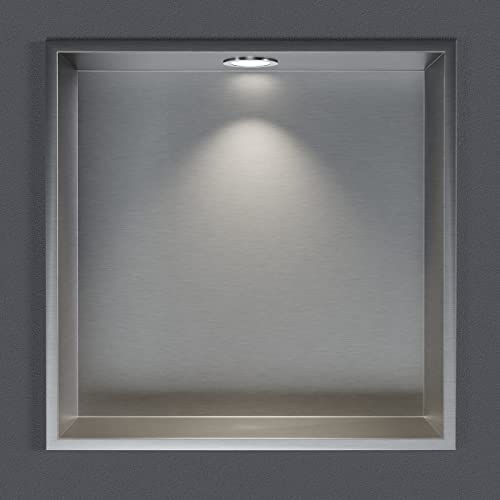 BERNSTEIN® Wandnische aus Edelstahl NT303010X mit LED-Beleuchtung– 30 x 30 x 10 cm – Duschablage für Bad-Utensilien – Duschnische Edelstahl gebürstet mit Rahmen LED-Einbaurahmen in Chrom… von BERNSTEIN