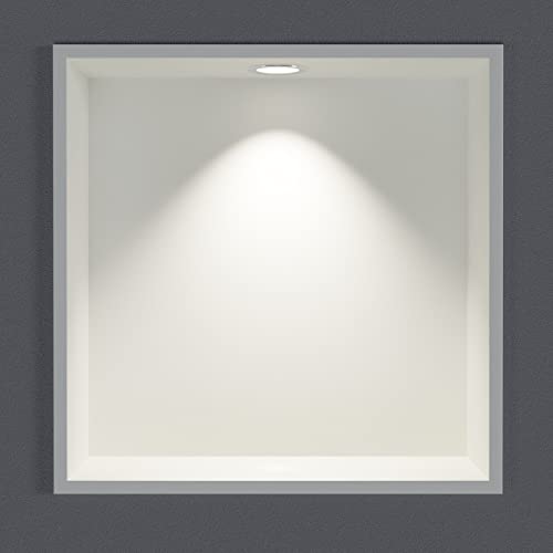 BERNSTEIN® Wandnische aus Edelstahl NT303010X mit LED-Beleuchtung– 30 x 30 x 10 cm – Duschablage für Bad-Utensilien – Duschnische Weiß mit Rahmen LED-Einbaurahmen in Chrom von BERNSTEIN