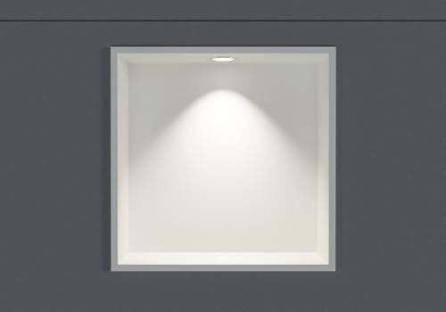 BERNSTEIN® Wandnische aus Edelstahl NT303010X mit LED-Beleuchtung– 30 x 30 x 10 cm – Duschablage für Bad-Utensilien – Duschnische Weiß mit Rahmen LED-Einbaurahmen in Chrom von BERNSTEIN