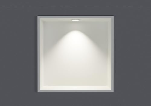 BERNSTEIN® Wandnische aus Edelstahl NT303010X mit LED-Beleuchtung– 30 x 30 x 10 cm – Duschablage für Bad-Utensilien – Duschnische Weiß mit Rahmen LED-Einbaurahmen in Weiß von BERNSTEIN