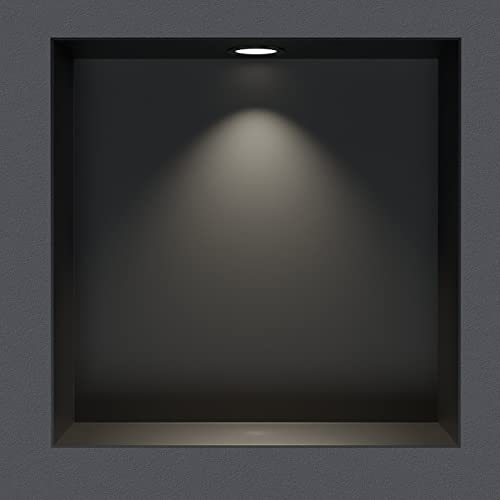 BERNSTEIN® Wandnische aus Edelstahl NT303010X randlos mit LED-Beleuchtung– 30 x 30 x 10 cm – Duschablage für Bad-Utensilien - befliesbare Duschnische in Schwarz LED-Einbaurahmen in Schwarz von BERNSTEIN