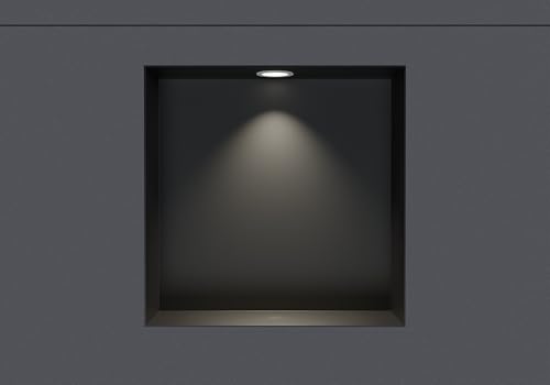 BERNSTEIN® Wandnische aus Edelstahl NT303010X randlos mit LED-Beleuchtung– 30 x 30 x 10 cm – Duschablage für Bad-Utensilien - befliesbare Duschnische in Schwarz LED-Einbaurahmen in Weiß von BERNSTEIN