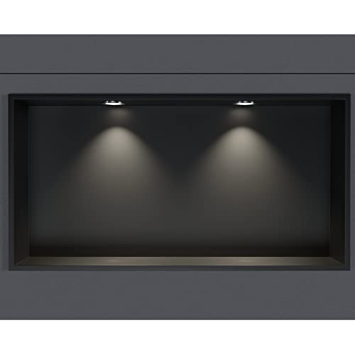 Wandnische aus Edelstahl NT306010X mit LED-Spot - 30 x 60 x 10 cm (H x B x T) - Farbe wählbar, Farbe:Schwarz, LED-Spot:2x Spot Einbaurahmen Chrom von BERNSTEIN