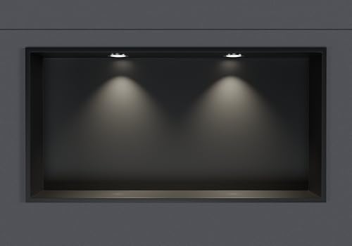 Wandnische aus Edelstahl NT306010X mit LED-Spot - 30 x 60 x 10 cm (H x B x T) - Farbe wählbar, Farbe:Schwarz, LED-Spot:2x Spot Einbaurahmen Chrom von BERNSTEIN
