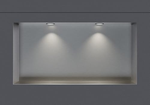 BERNSTEIN® Wandnische aus Edelstahl NT306010X randlos mit LED-Beleuchtung– 30 x 60 x 10 cm – Duschablage für Bad-Utensilien - befliesbare Duschnische in Edelstahl gebürstet LED-Einbaurahmen in Schwarz von BERNSTEIN