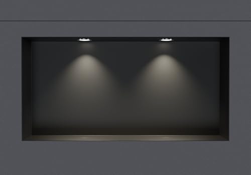 BERNSTEIN® Wandnische aus Edelstahl NT306010X randlos mit LED-Beleuchtung– 30 x 60 x 10 cm – Duschablage für Bad-Utensilien - befliesbare Duschnische in Schwarz LED-Einbaurahmen in Chrom von BERNSTEIN
