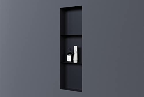 BERNSTEIN® Wandnische aus Edelstahl NT309010X 30 x 90 x 10 cm randlos mit Ablagefach Duschablage für Badutensilien befliesbare Duschnische in Schwarz von BERNSTEIN