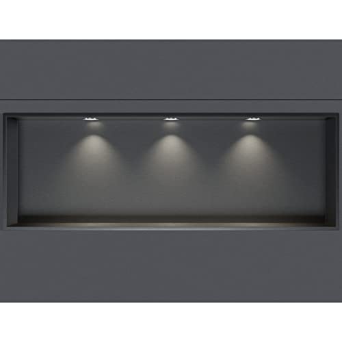 BERNSTEIN® Wandnische aus Edelstahl NT309010X mit LED-Beleuchtung– 30 x 90 x 10 cm – Duschablage für Bad-Utensilien – Duschnische Gunmetal mit Rahmen LED-Einbaurahmen in Chrom von BERNSTEIN