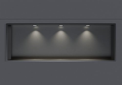 BERNSTEIN® Wandnische aus Edelstahl NT309010X mit LED-Beleuchtung– 30 x 90 x 10 cm – Duschablage für Bad-Utensilien – Duschnische Gunmetal mit Rahmen LED-Einbaurahmen in Schwarz von BERNSTEIN