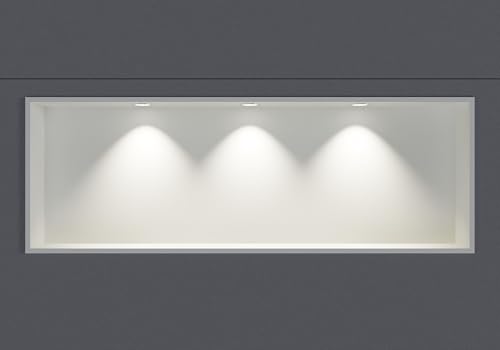 BERNSTEIN® Wandnische aus Edelstahl NT309010X mit LED-Beleuchtung– 30 x 90 x 10 cm – Duschablage für Bad-Utensilien – Duschnische Weiß mit Rahmen LED-Einbaurahmen in Chrom von BERNSTEIN
