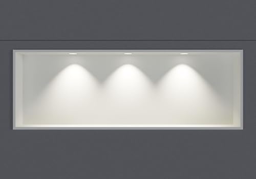 BERNSTEIN® Wandnische aus Edelstahl NT309010X mit LED-Beleuchtung– 30 x 90 x 10 cm – Duschablage für Bad-Utensilien – Duschnische Weiß mit Rahmen LED-Einbaurahmen in Weiss von BERNSTEIN