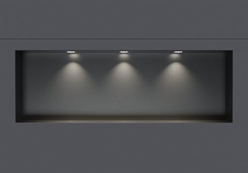 BERNSTEIN® Wandnische aus Edelstahl NT309010X randlos mit LED-Beleuchtung– 30 x 90 x 10 cm – Duschablage für Bad-Utensilien - befliesbare Duschnische in Gunmetal LED-Einbaurahmen in Chrom von BERNSTEIN