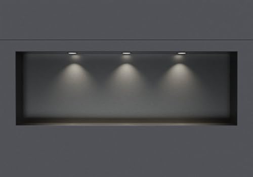 BERNSTEIN® Wandnische aus Edelstahl NT309010X randlos mit LED-Beleuchtung– 30 x 90 x 10 cm – Duschablage für Bad-Utensilien - befliesbare Duschnische in Gunmetal LED-Einbaurahmen in Schwarz von BERNSTEIN