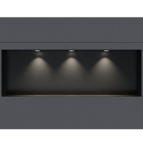 BERNSTEIN® Wandnische aus Edelstahl NT309010X randlos mit LED-Beleuchtung– 30 x 90 x 10 cm – Duschablage für Bad-Utensilien - befliesbare Duschnische in Schwarz LED-Einbaurahmen in Chrom von BERNSTEIN