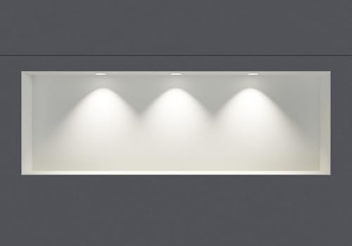 BERNSTEIN® Wandnische aus Edelstahl NT309010X randlos mit LED-Beleuchtung– 30 x 90 x 10 cm – Duschablage für Bad-Utensilien - befliesbare Duschnische in Weiß LED-Einbaurahmen in Weiß von BERNSTEIN
