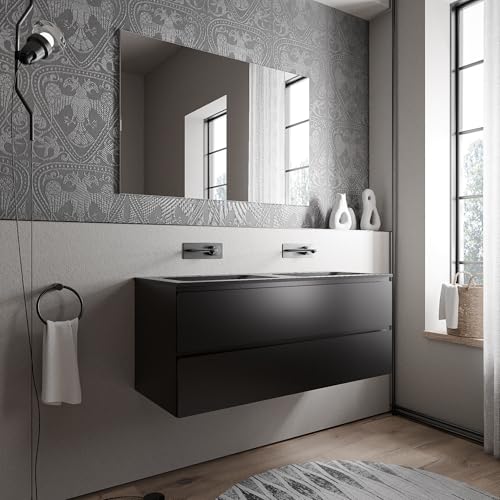 BERNSTEIN Badmöbel-Set Ava 120cm bestehend aus Mineralguss-Doppel-Waschbecken mit Unterschrank in Schwarz matt, Waschtisch BRUXELLES - Schwarz matt ohne Hahnloch, Ideal für große Bäder BERNSTEIN Badmöbel-Set Ava 120cm bestehend aus Mineralguss-Doppel-Waschbecken mit Unterschrank in Schwarz matt, Waschtisch BRUXELLES - Schwarz matt ohne Hahnloch, Ideal für große Bäder von BERNSTEIN