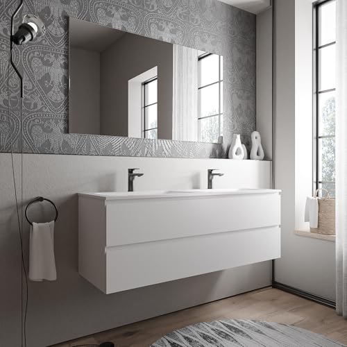 BERNSTEIN Badmöbel-Set Ava 140cm bestehend aus Mineralguss-Doppel-Waschbecken mit Unterschrank in Weiß matt, Waschtisch CREAM - Weiß matt mit Hahnloch, Ideal für große Bäder BERNSTEIN Badmöbel-Set Ava 140cm bestehend aus Mineralguss-Doppel-Waschbecken mit Unterschrank in Weiß matt, Waschtisch CREAM - Weiß matt mit Hahnloch, Ideal für große Bäder von BERNSTEIN