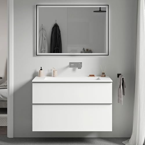 BERNSTEIN Badmöbel-Set Lavoa, Waschtisch-Unterschrank mit Waschbecken 100cm in Weiß matt - BRUXELLES - Weiß matt ohne Hahnloch - 2 Schubladen, Griffe in Chrom, vormontiert, 5 Jahre Garantie BERNSTEIN Badmöbel-Set Lavoa, Waschtisch-Unterschrank mit Waschbecken 100cm in Weiß matt - BRUXELLES - Weiß matt ohne Hahnloch - 2 Schubladen, Griffe in Chrom, vormontiert, 5 Jahre Garantie von BERNSTEIN