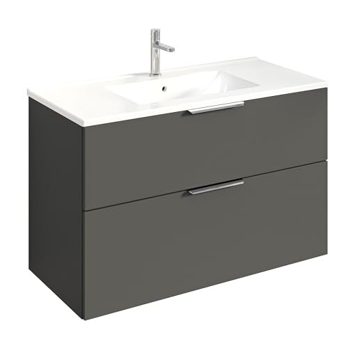 BERNSTEIN Badmöbel-Set Tim 100cm Waschbeckenunterschrank mit Waschtisch, Unterschrank in Anthrazit matt, Griffe in Chrom,Keramik-Waschbecken vormontierter Unterschrank, feuchtigkeitsresistent BERNSTEIN Badmöbel-Set Tim 100cm Waschbeckenunterschrank mit Waschtisch, Unterschrank in Anthrazit matt, Griffe in Chrom,Keramik-Waschbecken vormontierter Unterschrank, feuchtigkeitsresistent von BERNSTEIN