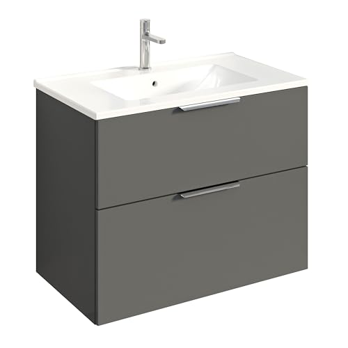 BERNSTEIN Badmöbel-Set Tim 80cm Waschbeckenunterschrank mit Waschtisch, Unterschrank in Anthrazit matt, Griffe in Chrom,Keramik-Waschbecken vormontierter Unterschrank, feuchtigkeitsresistent BERNSTEIN Badmöbel-Set Tim 80cm Waschbeckenunterschrank mit Waschtisch, Unterschrank in Anthrazit matt, Griffe in Chrom,Keramik-Waschbecken vormontierter Unterschrank, feuchtigkeitsresistent von BERNSTEIN