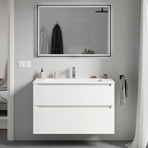 BERNSTEIN Badmöbel-Set Vireo, Waschtisch-Unterschrank mit Mineralguss-Waschbecken 100cm in Weiß matt - BRUXELLES - Weiß matt mit Hahnloch - 2 Schubladen, Badmöbel, 5 Jahre Garantie BERNSTEIN Badmöbel-Set Vireo, Waschtisch-Unterschrank mit Mineralguss-Waschbecken 100cm in Weiß matt - BRUXELLES - Weiß matt mit Hahnloch - 2 Schubladen, Badmöbel, 5 Jahre Garantie von BERNSTEIN