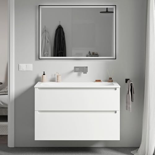 BERNSTEIN Badmöbel-Set Vireo, Waschtisch-Unterschrank mit Mineralguss-Waschbecken 100cm in Weiß matt - CREAM - Weiß matt ohne Hahnloch - 2 Schubladen, Badmöbel, 5 Jahre Garantie BERNSTEIN Badmöbel-Set Vireo, Waschtisch-Unterschrank mit Mineralguss-Waschbecken 100cm in Weiß matt - CREAM - Weiß matt ohne Hahnloch - 2 Schubladen, Badmöbel, 5 Jahre Garantie von BERNSTEIN