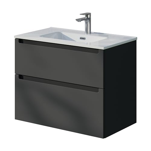 BERNSTEIN Badmöbel-Set Vireo 80cm bestehend aus Waschbecken und Unterschrank mit 2 Schubladen, Waschbeckenunterschrank in Anthrazit matt - 5 Jahre Garantie - Waschtisch in Weiß - Ideal für Gäste-Bäder BERNSTEIN Badmöbel-Set Vireo 80cm bestehend aus Waschbecken und Unterschrank mit 2 Schubladen, Waschbeckenunterschrank in Anthrazit matt - 5 Jahre Garantie - Waschtisch in Weiß - Ideal für Gäste-Bäder von BERNSTEIN