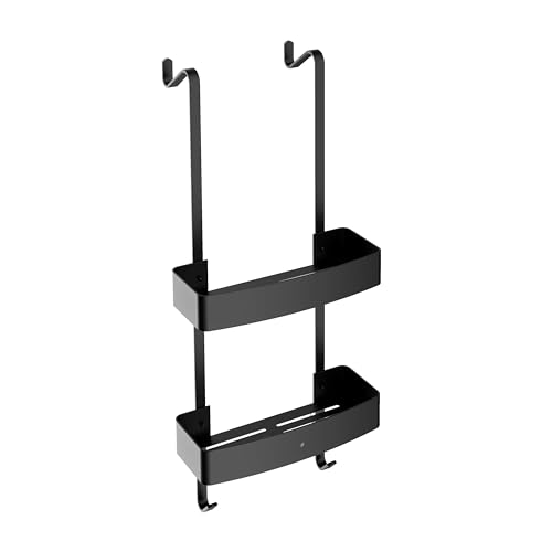 BERNSTEIN Duschablage zum Einhängen - OLA Schwarz matt, Duschregal aus Aluminium mit 2 Körben & 4 Haken - für Walk-In-Dusche & Duschwand - für Shampoo, Duschgel - platzsparend, rostfrei & modern von BERNSTEIN