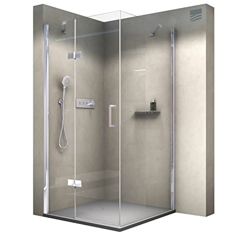 BERNSTEIN Duschkabine Eckdusche 8mm ESG Nano Echtglas Dusche mit 1 Drehtür mit Hebe-Senk-Mechanismus DX403, Tür-Front x Tiefe: 120x90cm, Duschabtrennung Einbau:Einbau Links von BERNSTEIN