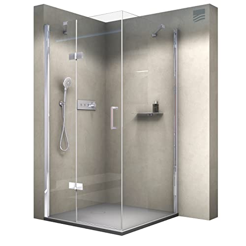 BERNSTEIN Duschkabine Eckdusche 8mm ESG Nano Echtglas Dusche mit 1 Drehtür mit Hebe-Senk-Mechanismus DX403, Tür-Front x Tiefe: 90x90cm, Duschabtrennung Einbau:Einbau Links von BERNSTEIN