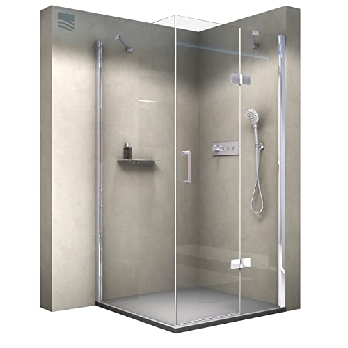 BERNSTEIN Duschkabine Eckdusche 8mm ESG Nano Echtglas Dusche mit 1 Drehtür mit Hebe-Senk-Mechanismus DX403, Tür-Front x Tiefe: 90x90cm, Duschabtrennung Einbau:Einbau Rechts von BERNSTEIN