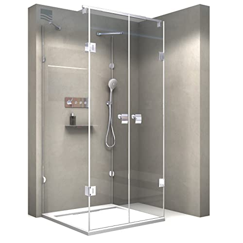 BERNSTEIN Duschkabine U-Form 8mm ESG Rahmenlose Glas-Dusche EX412 Klarglas- Duschwand 120 x 90 x 195cm von BERNSTEIN