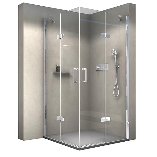 BERNSTEIN Duschkabine mit Drehtür Eckeinstieg Dusche EX809 - Nano Hebe-Senk-Mechanismus ESG-Sicherheitsglas - Duschabtrennung 90 x 90 x 195 cm von BERNSTEIN