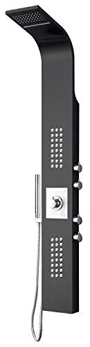 BERNSTEIN Duschpaneel 8815 aus Edelstahl Duschsystem mit Sedal-Thermostat Duschsäule in Schwarz, 48 Massagedüsen, Regendusche, Schwalldusche und Handbrause von BERNSTEIN