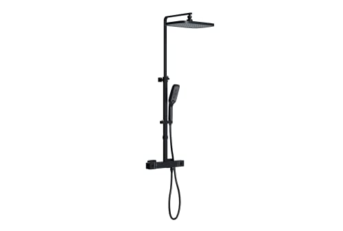 BERNSTEIN Duschsäule mit Thermostat 3011 PRO Schwarz Eckiges Duschsystem mit Multifunktionshandbrause und Regenduschkopf Anti-Kalk Thermostatarmatur, Edelstahl Stangenleiter verstellbar BERNSTEIN Duschsäule mit Thermostat 3011 PRO Schwarz Eckiges Duschsystem mit Multifunktionshandbrause und Regenduschkopf Anti-Kalk Thermostatarmatur, Edelstahl Stangenleiter verstellbar von BERNSTEIN