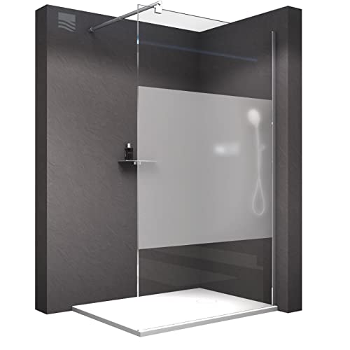 BERNSTEIN Duschwand 120x200 cm ESG Glas 8mm Walk-In Duschabtrennung EX101 Milchglas Streifen Glas-Duschwand Dusche Duschtrennwand von BERNSTEIN