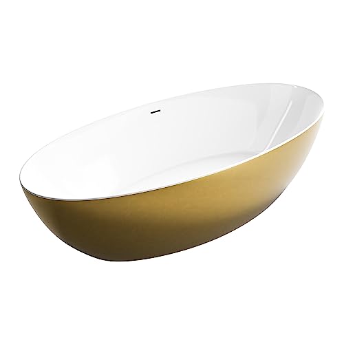 BERNSTEIN Freistehende Badewanne aus Sanitäracryl Standbadewanne Wanne mit Doppelwandiger Konstruktion 186 x 88 x 60 cm - 5 Jahre Garantie - Terra mit Blattgold Oberfläche, Acryl-Wanne BERNSTEIN Freistehende Badewanne aus Sanitäracryl Standbadewanne Wanne mit Doppelwandiger Konstruktion 186 x 88 x 60 cm - 5 Jahre Garantie - Terra mit Blattgold Oberfläche, Acryl-Wanne von BERNSTEIN