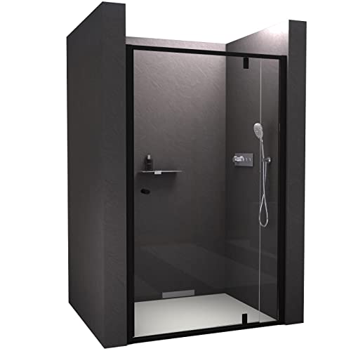 BERNSTEIN Nischendusche mit Drehtür NT606 Flex Nischendrehtür 110x195cm Duschtür mit Schwarz matten Profilen Dusche aus 6mm ESG-Sicherheitsglas mit NANO-Beschichtung von BERNSTEIN