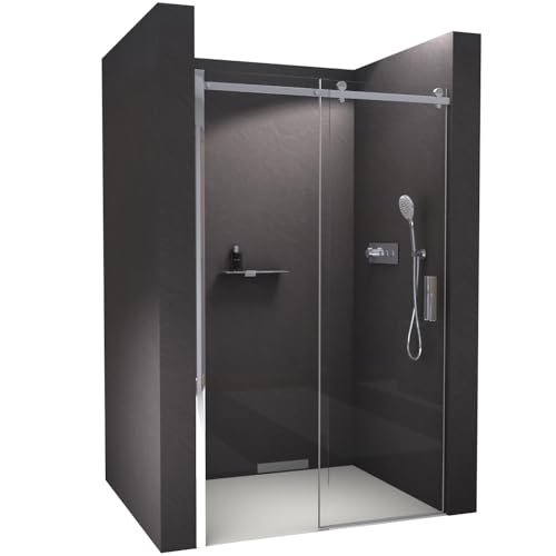 BERNSTEIN Nischendusche mit Schiebetür 160cm Duschabtrennung NT806 FLEX 8mm ESG-Glas Klarglas Nano beschichtete Duschwand Echtglas-Dusche, Profilfarbe Chrom von BERNSTEIN