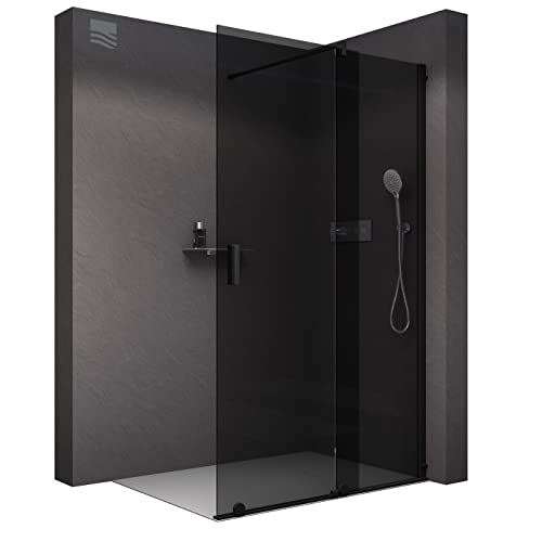 BERNSTEIN Walk In Dusche mit Schiebetür 120cm NT101 Graues Klar 8mm ESG Sicherheitsglas Nano Beschichtung Duschabtrennung Duschwand Duschtrennwand Echtglas-Dusche von BERNSTEIN