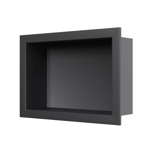 BERNSTEIN Wandnische aus Edelstahl BS203010-20 x 30 x 10 cm- Duschablage für Bad-Utensilien - flexibler Einbau - Duschnische in der Farbe Schwarz von BERNSTEIN