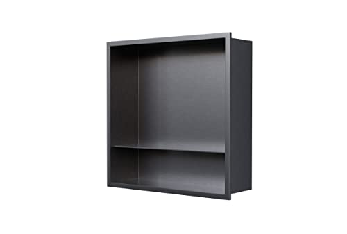 BERNSTEIN Wandnische aus Edelstahl NT303010X mit Ablagefach - 30 x 30 x 10 cm Einbauregal, Flexibler Einbau- Ideale Duschablage - Farbe:Gunmetal von BERNSTEIN