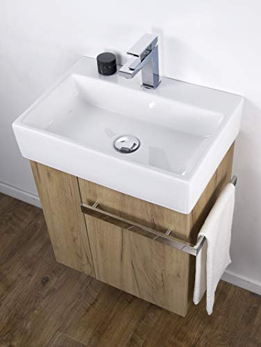 BERNSTEIN Waschbecken mit Unterschrank Kleines Badmöbel-Set Compact 500 in Eiche-Optik Waschtisch mit Schrank Gästebad Gäse-WC mit Schublade und seitlichem Ablagefach BERNSTEIN Waschbecken mit Unterschrank Kleines Badmöbel-Set Compact 500 in Eiche-Optik Waschtisch mit Schrank Gästebad Gäse-WC mit Schublade und seitlichem Ablagefach von BERNSTEIN