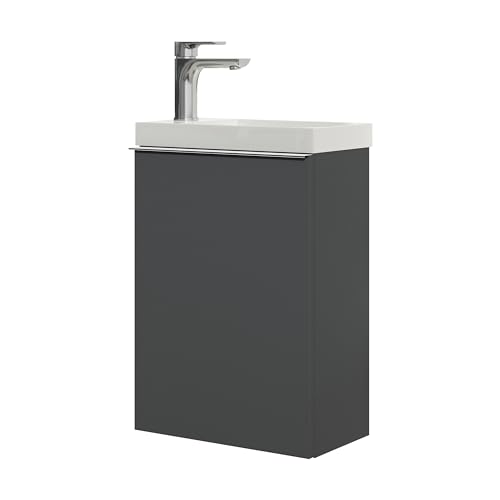BERNSTEIN Waschbecken mit Unterschrank Kleines Badmöbel-Set Lavoa 40 cm in Anthrazit, Griffe in Chrom, Waschtisch mit Schrank - 5 Jahre Garantie - Gästebad Gäste-WC mit Tür BERNSTEIN Waschbecken mit Unterschrank Kleines Badmöbel-Set Lavoa 40 cm in Anthrazit, Griffe in Chrom, Waschtisch mit Schrank - 5 Jahre Garantie - Gästebad Gäste-WC mit Tür von BERNSTEIN