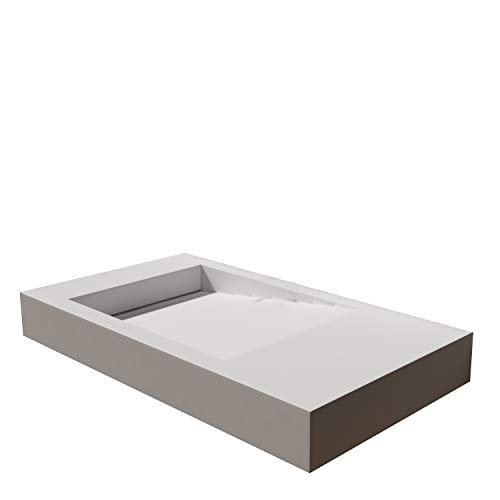 Bernstein Badshop Wandwaschbecken Waschbecken PB2155 Hängewaschbecken aus Mineralguss Solid Stone mit Ablaufrinne - Weiß Matt - 100 x 55 x 12 cm von BERNSTEIN