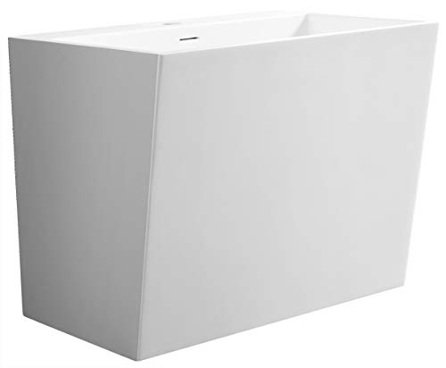 Bernstein Wand-Waschbecken TW18 50 x 35 x 40 cm Weiß Matt - Waschtisch aus Mineralguss Solid Stone - Quaderförmiges Hänge-Waschbecken für Aufsatz- und Unterputzarmatur Waschplätze von BERNSTEIN