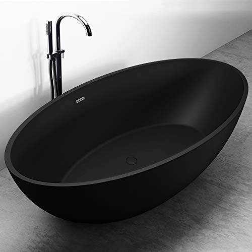 Freistehende Badewanne aus Mineralguss RELAX schwarz matt - 176x103cm von BERNSTEIN