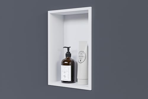 Wandnische aus Edelstahl NT203010X - 20 x 30 x 10 cm (B x H x T) Einbauregal, flexibler Einbau- Ideale Duschablage - Farbe:Weiß von BERNSTEIN