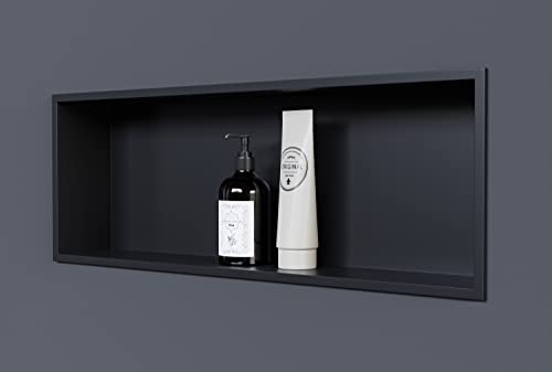 Wandnische aus Edelstahl NT206010X - 20 x 60 x 10 cm (B x H x T) Einbauregal, flexibler Einbau- Ideale Duschablage Farbe:Schwarz von BERNSTEIN