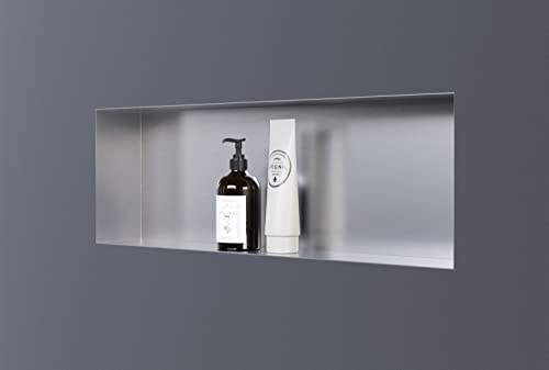 Wandnische aus Edelstahl NT206010X randlos -20 x 60 x 10 cm Einbauregal, befliesbare Wandnische mit flexibler Einbau- Ideale Duschablage - Farbe:Edelstahl gebürstet von BERNSTEIN